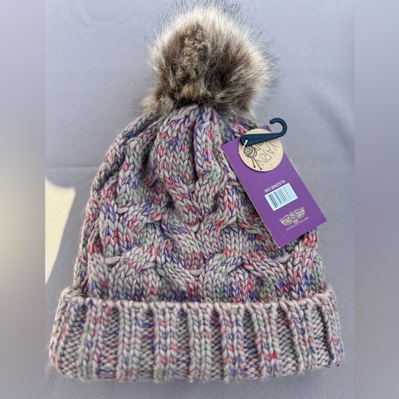 Beige confetti Knit Beanie with Faux Fur Pom
with Fleece - Picture 5 of 12